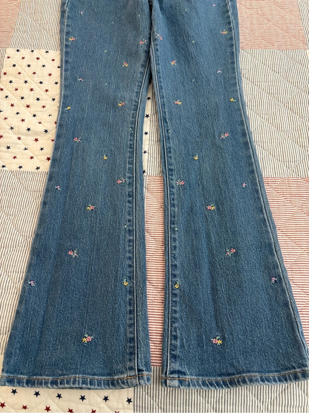 Old Navy Blue Embroidered Kids Flare Jeans